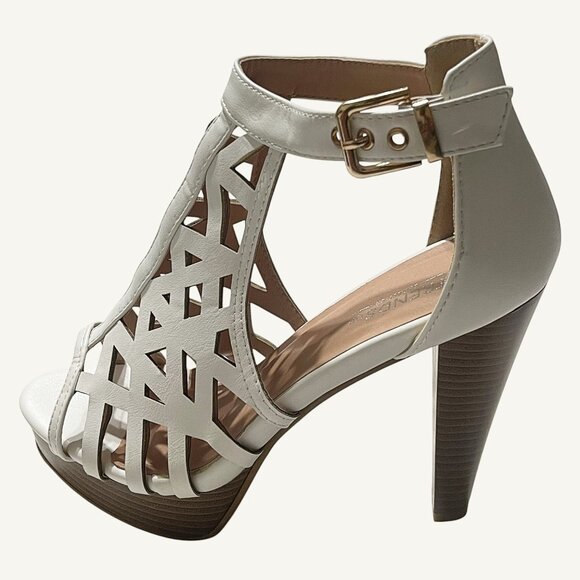 Top Moda Geometric Cutout Elegance Open Toe Ankle Buckle High Heel Sandals - Picture 6 of 7